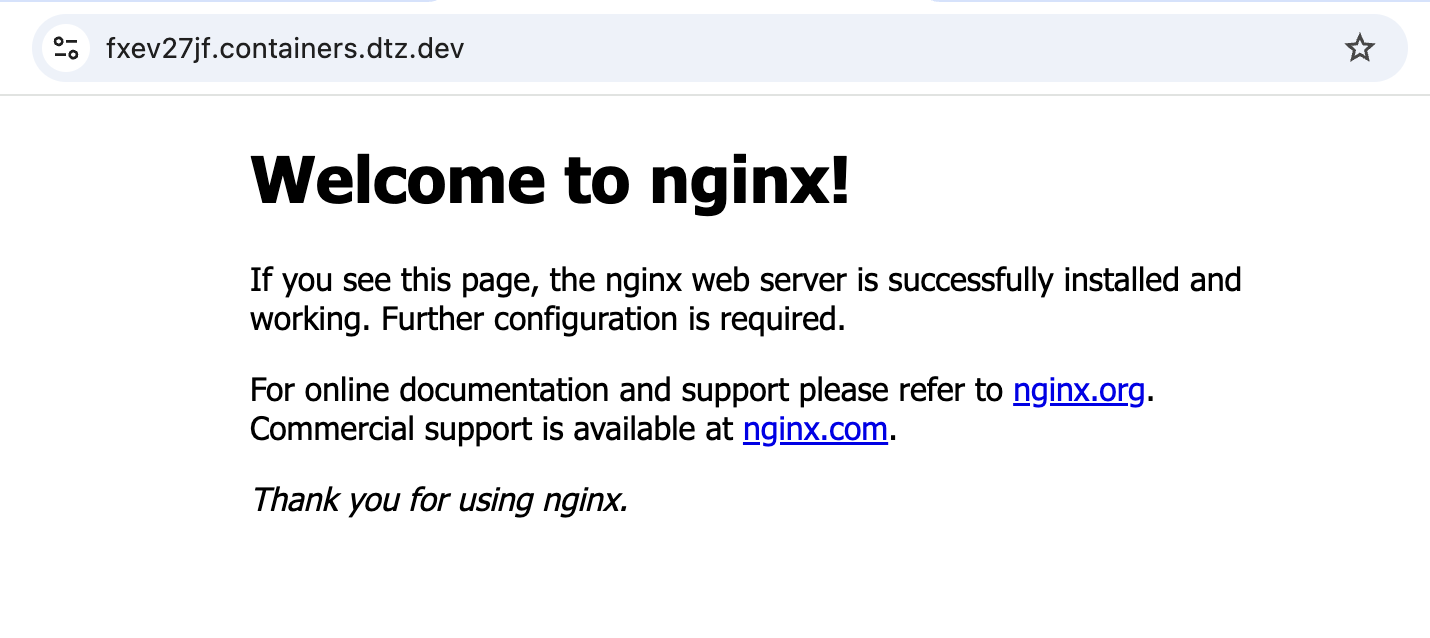 show a welcome page generated by nginx